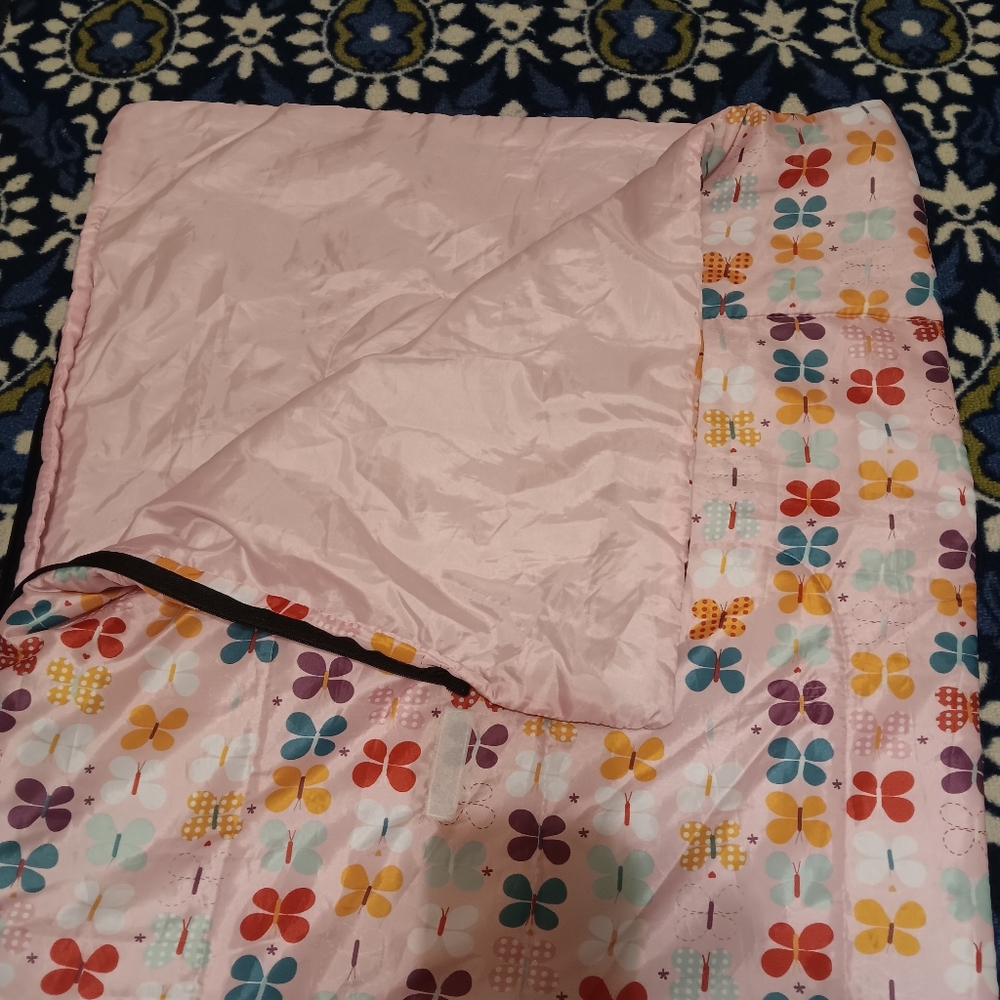 2000s Kids Pink Butterfly Sleeping Bag and Backpack